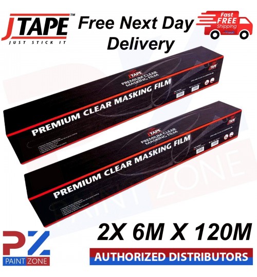 2X J TAPE MASKING FILM SHEETING PREMIUM PLASTIC CLEAR CAR ROLL 6M X 120M